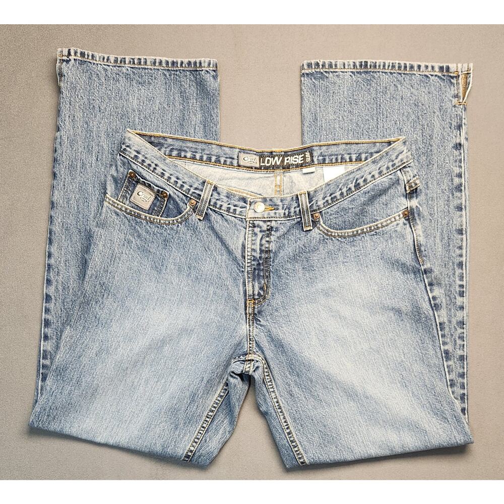 Cruel Girl Y2K Womens Low Rise Slim Fit Wide Leg Jeans Size 37x33.5 Blue Denim‎